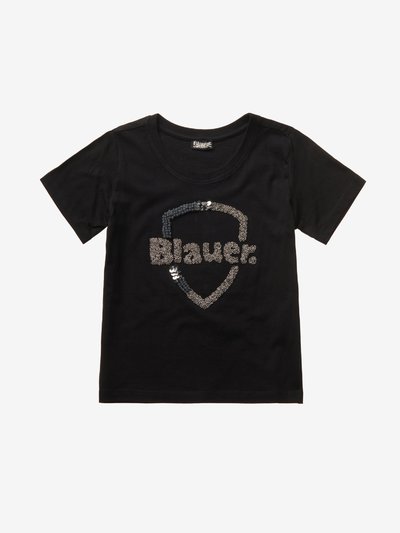 T-SHIRT MIT GLITZERAUFDRUCK - Blauer