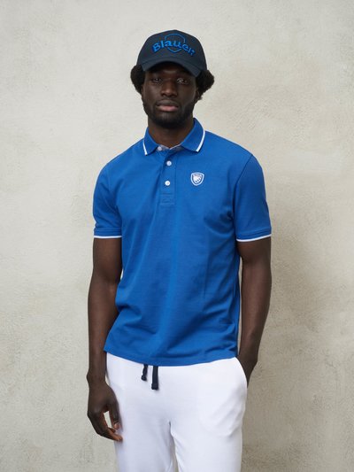 POLO MIT EINSÄTZEN AUS CHAMBRAY - Blauer