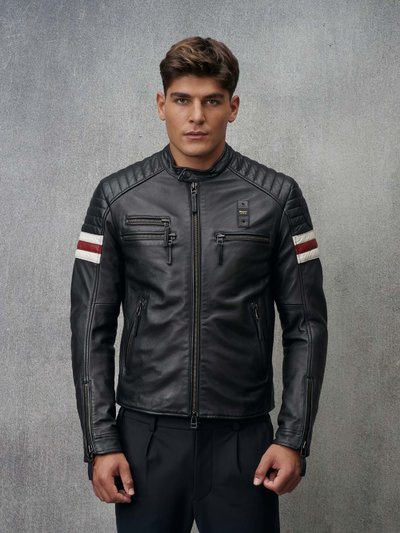 BIKERJACKE MIT VIELEN TASCHEN AKRON - Blauer